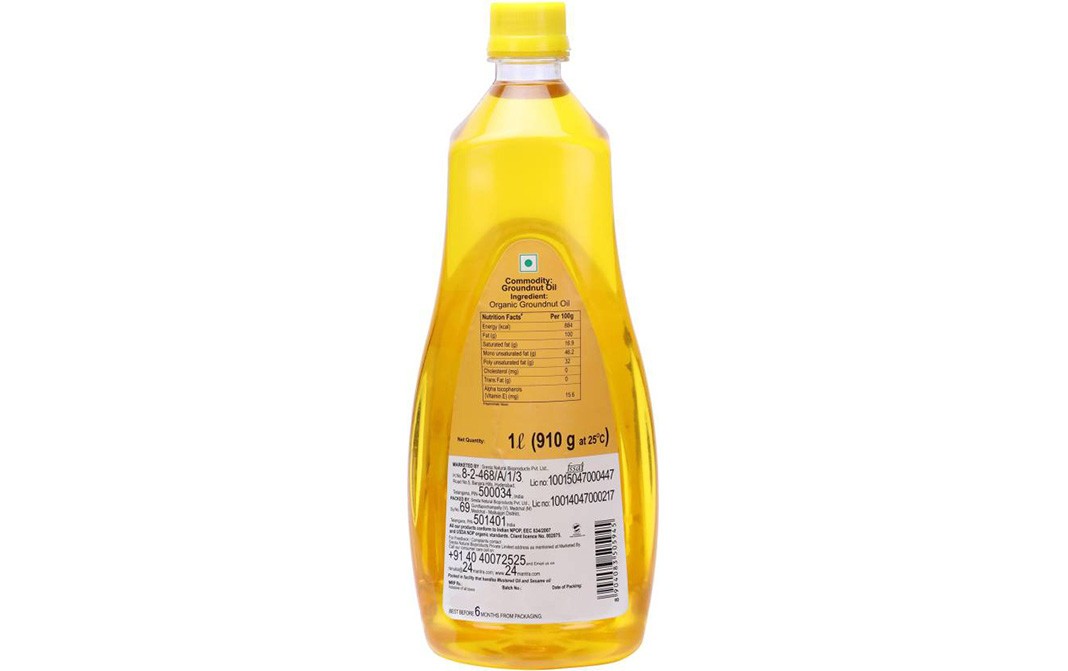 24 Mantra Organic Groundnut Oil   Plastic Bottle  1 litre